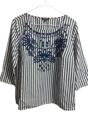 Premise 100% Cotton Blue and White Striped Blouse